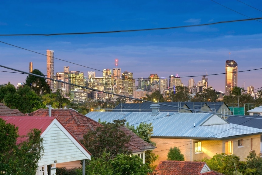 A view of Brisbane city from the Toowong townhouse sold by Space Property in August 2021.