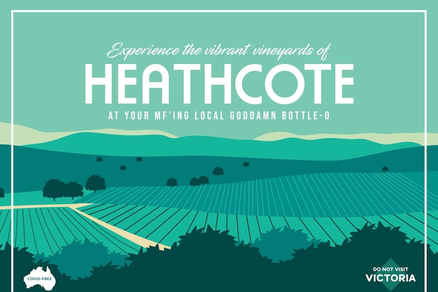 A tongue-in-cheek advertising poster for Heathcote