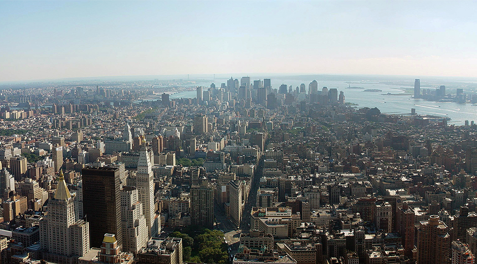 Manhattan, looking south, in New York city.