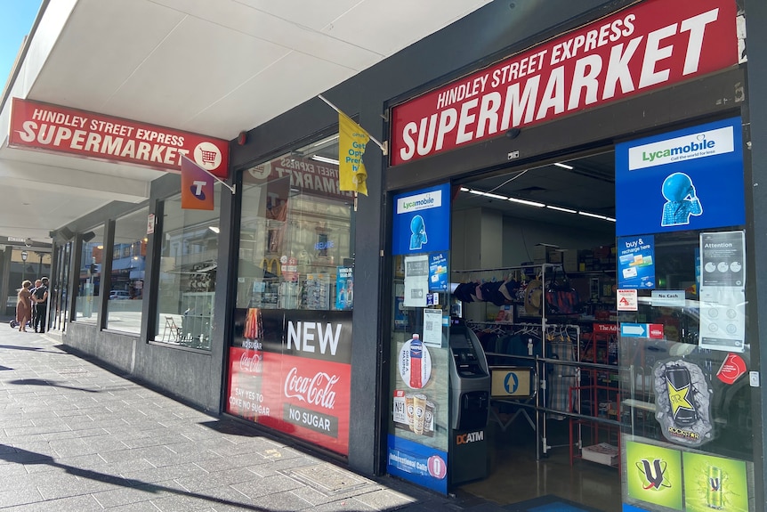 The facade of a convenience store on Hindley Street.
