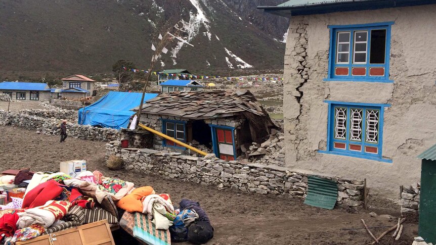 Sherpa village damaged in earthquake