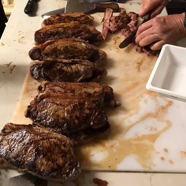 slabs of beef on a table