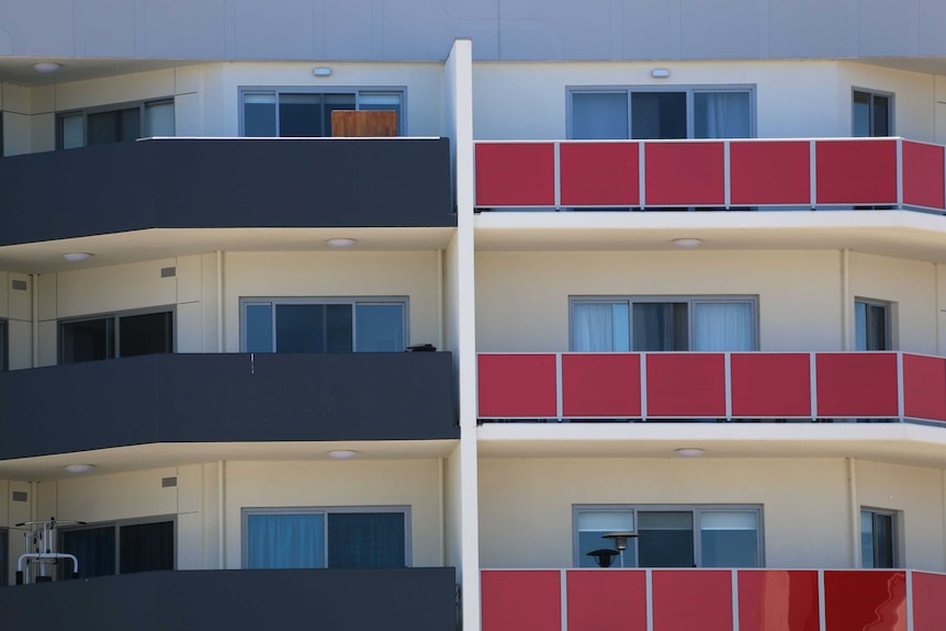 A close up of apartment balconies.