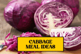 GIF switching between images of a whole red cabbage and fish tacos