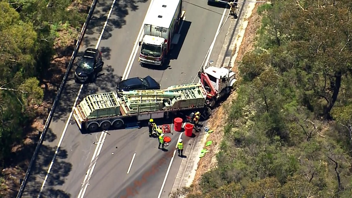 More than a dozen assessed as truck crashes into five cars