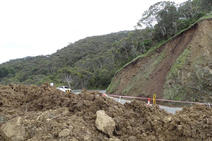 Dirt on the side of the road near Lorne after heavy rains