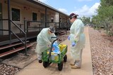 health workers at a quarantine facility