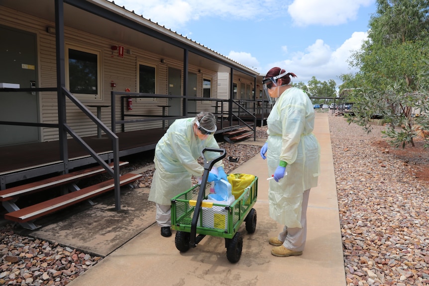 health workers at a quarantine facility