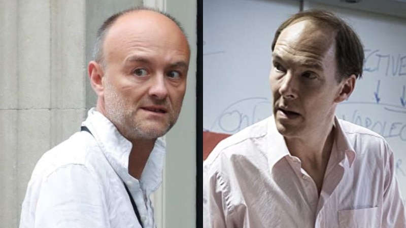 Middle-aged balding man wearing white shirt on left, another middle-aged man of similar appearance wearing pink shirt on right