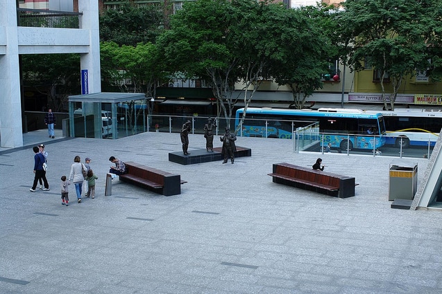 A treeless corner of King George Square.