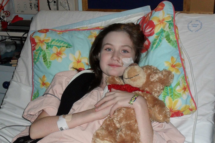 Morgan Taylor in hospital at 12 years old