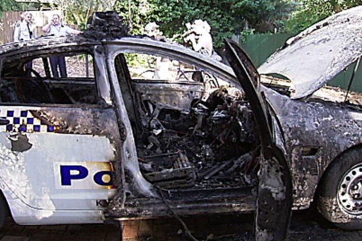 burnt police car