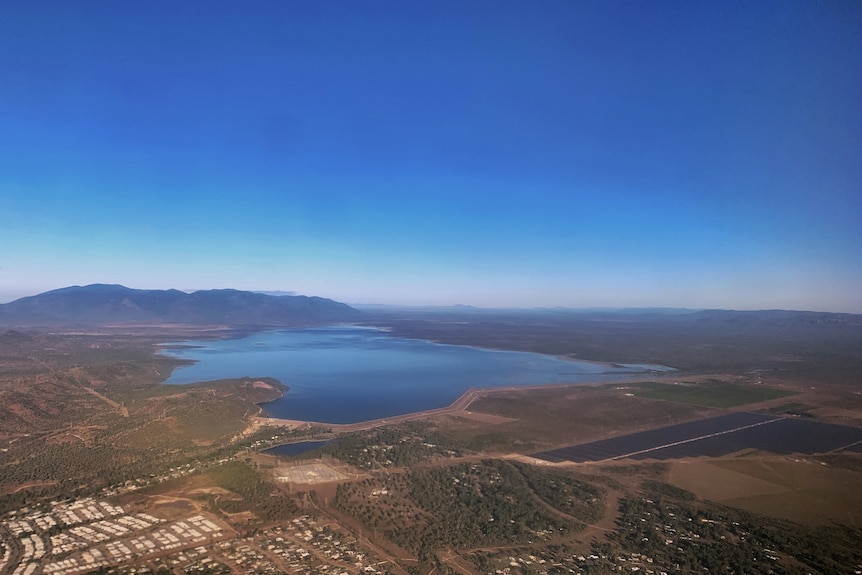Ross River Dam from air, Townsville's main water supply.