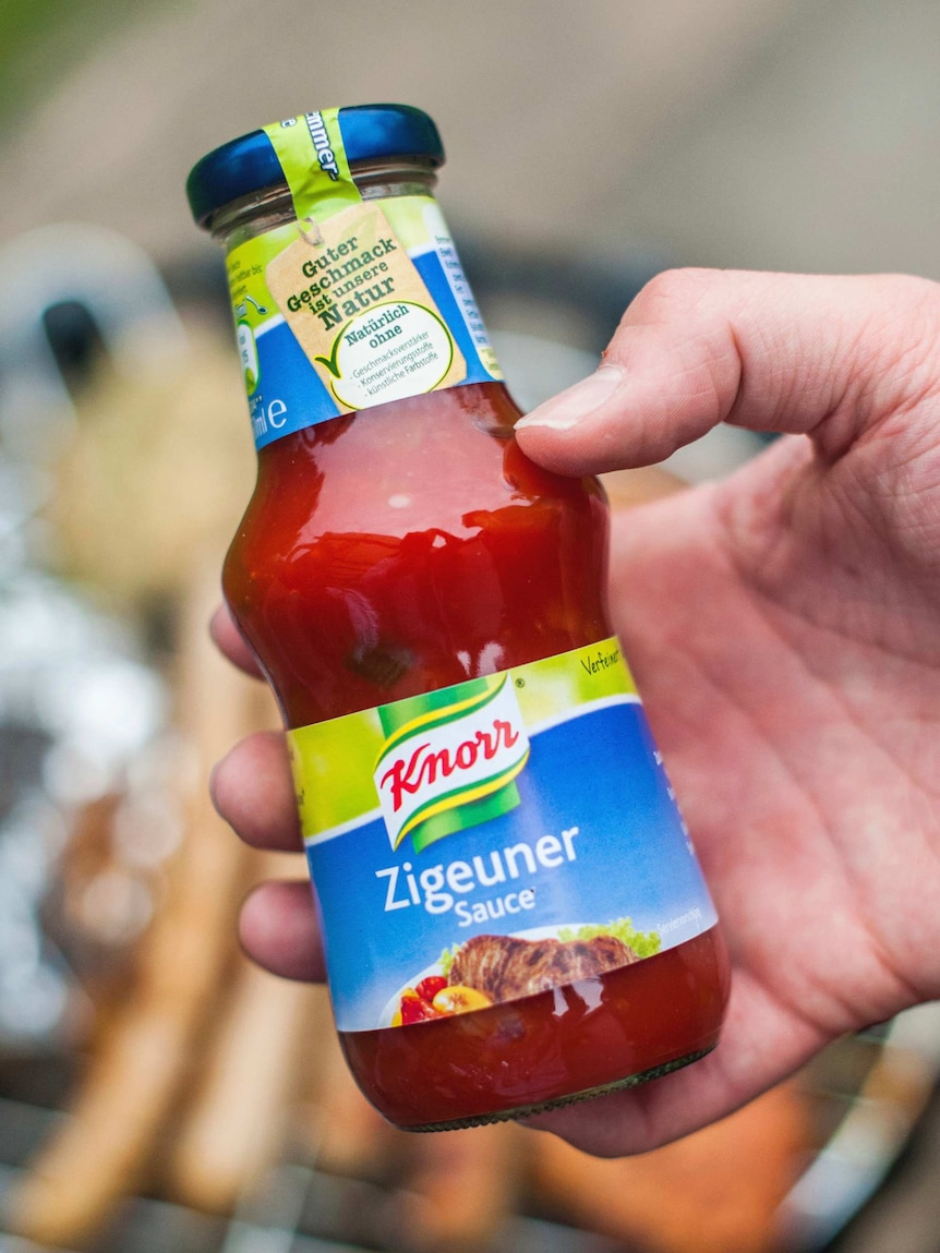 A bottle of one of Germany's most popular spicy dressings, Zigeunersauce