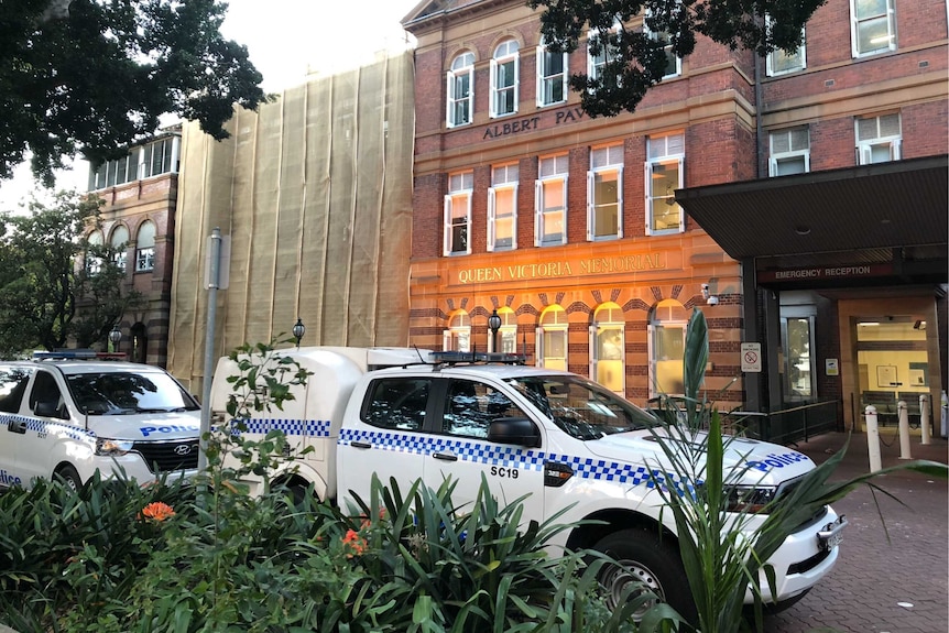 Police cars outside Royal Prince Alfred Hospital