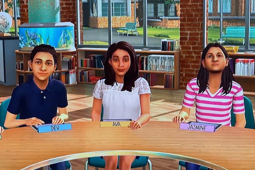 Simlab avatars in a classroom setting.