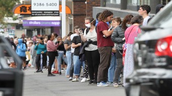 People lining up at Centrelink.