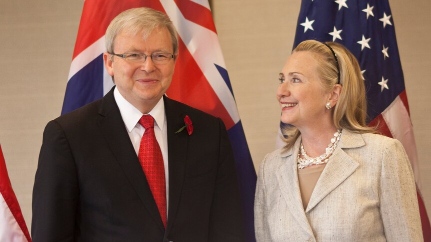 Kevin Rudd meets with Hillary Clinton