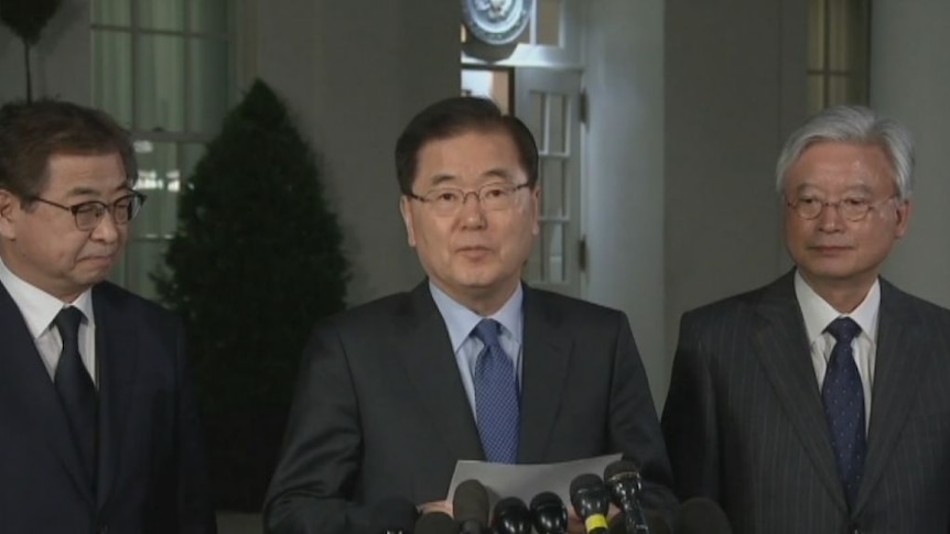South Korea's top security adviser makes the announcement at the White House