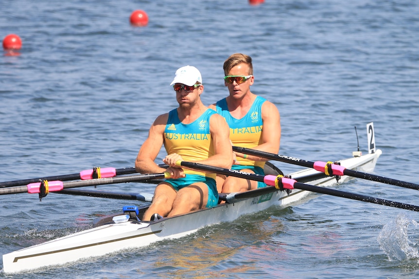 Chris Morgan in the rowing boat on the lake.