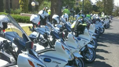 Police bikes in a row