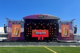 The stage of a music festival