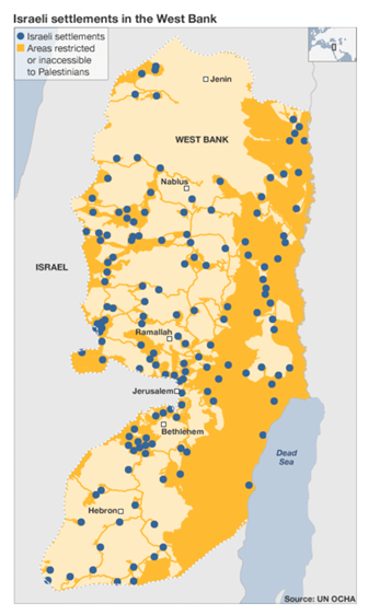 Map of Israeli settlements in the West Bank