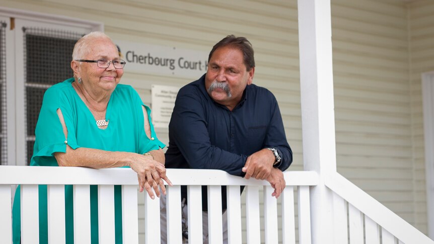 JP magistrates Lillian Gray and Bevan Costello outside the Cherbourg courthouse