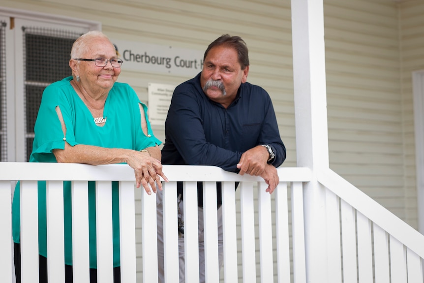 JP magistrates Lillian Gray and Bevan Costello outside the Cherbourg courthouse