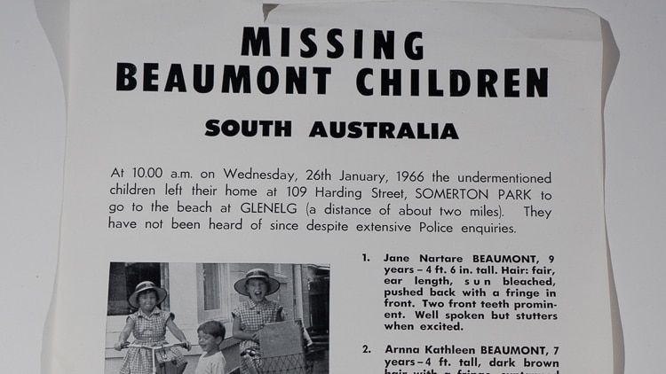 Missing persons poster issued for the Beaumont children by SAPOL.