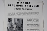 Missing persons poster issued for the Beaumont children by SAPOL.