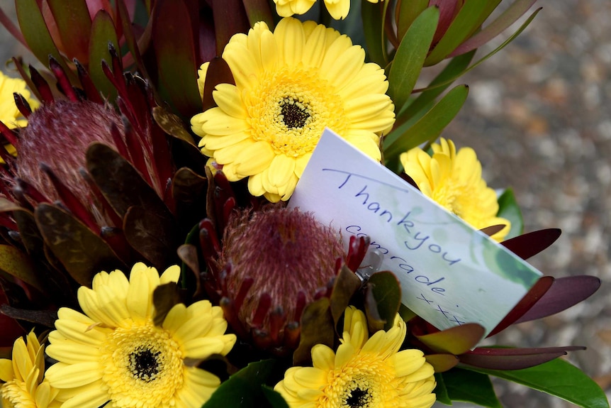 Flowers at memorial service