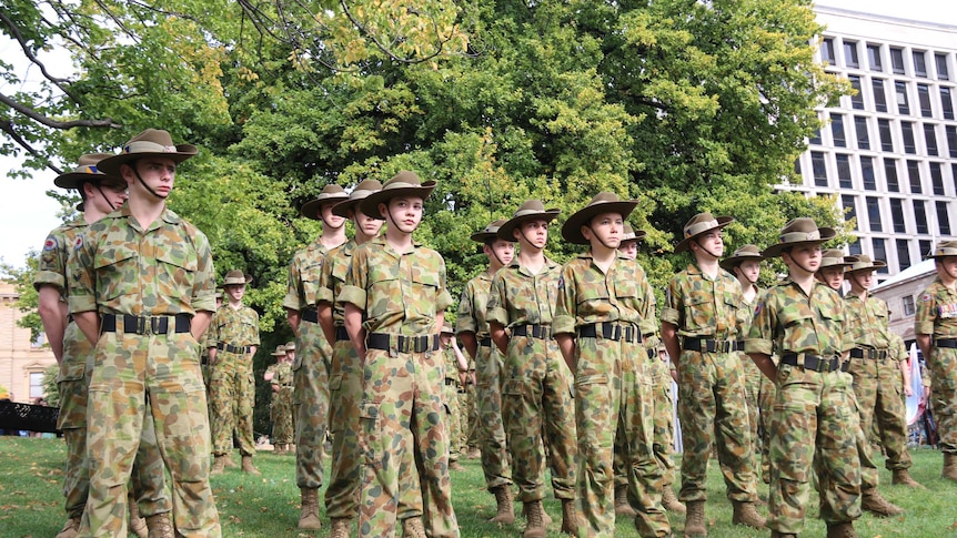 Soldiers in Anzac Day Parade in Hobart