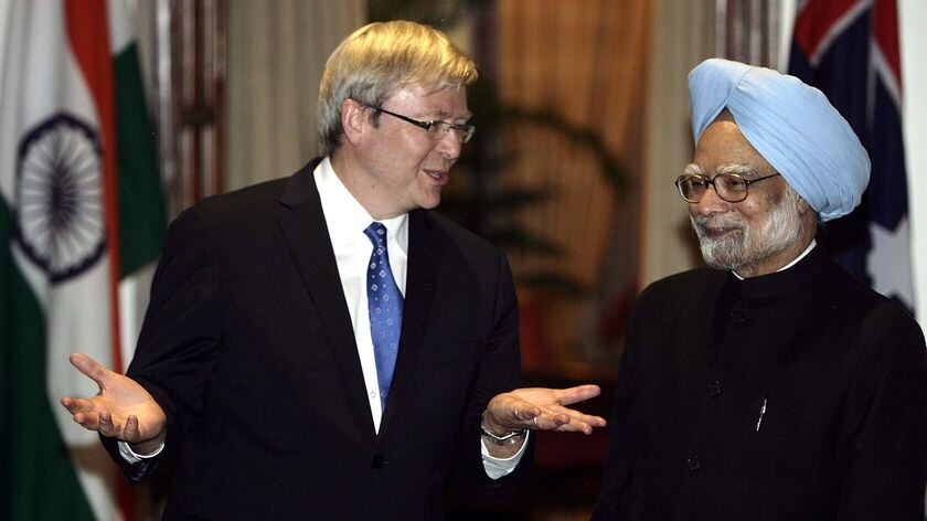 Kevin Rudd met with Indian Prime Minister Manmohan Singh.