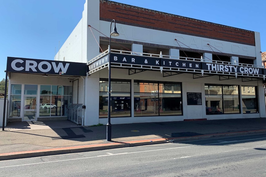 Front of a brewery in a main street