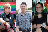 An image composite of three young people, they all smile into the camera.