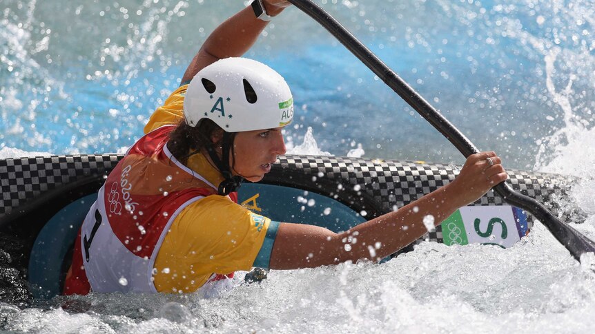 Jess Fox rides during K1 medal race