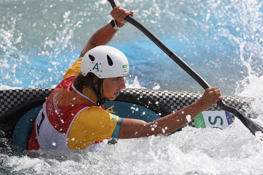 Jess Fox rides during K1 medal race