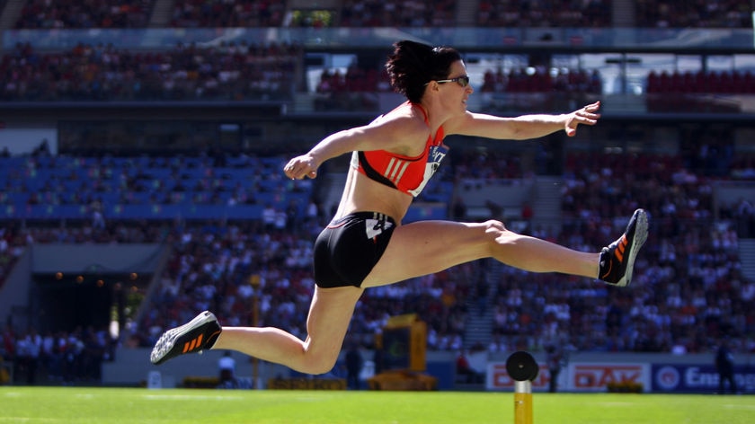 Jana Rawlinson in action during the women's 400m hurdles during the Iaaf World Athletics Final