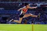Jana Rawlinson in action during the women's 400m hurdles during the Iaaf World Athletics Final