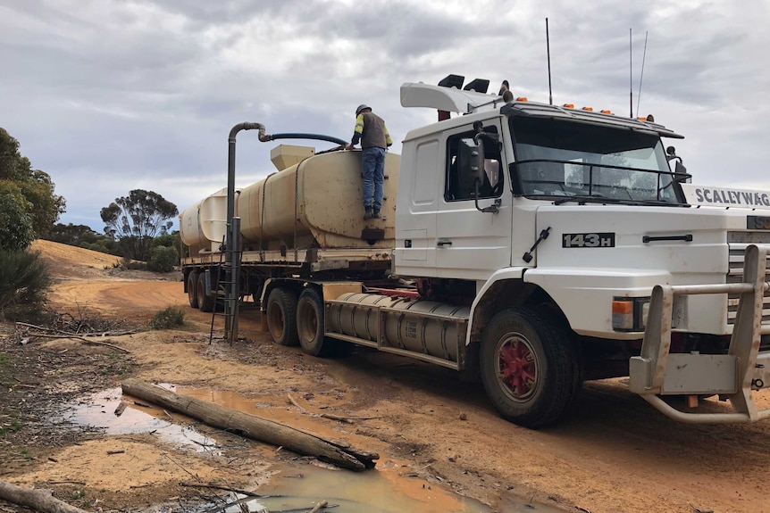 A truck carrying water.