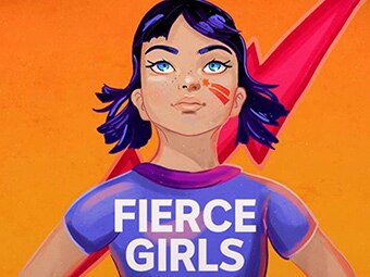 Podcast artwork of young girl with title Fierce Girls.