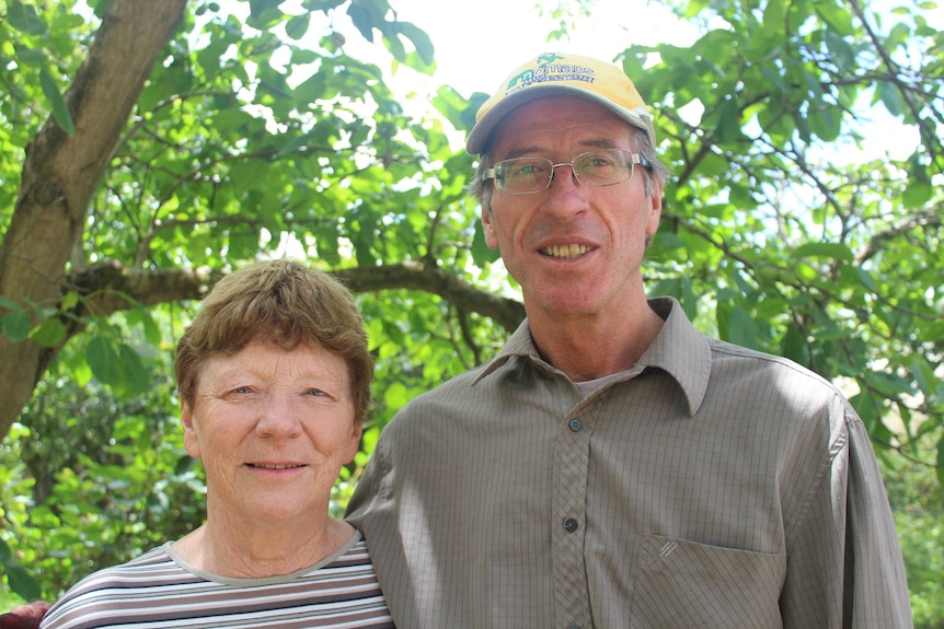 Cathie Taylor and Phil Rowe on their berry farm.