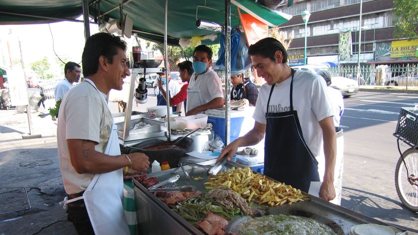 The owner of this taco stand said that business has slowed during the public health crisis.