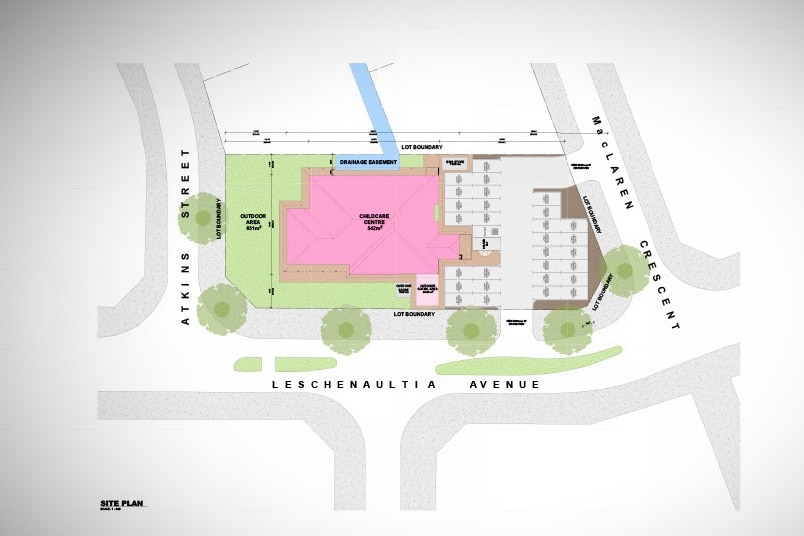 An architectural drawing of a proposed childcare facility. 