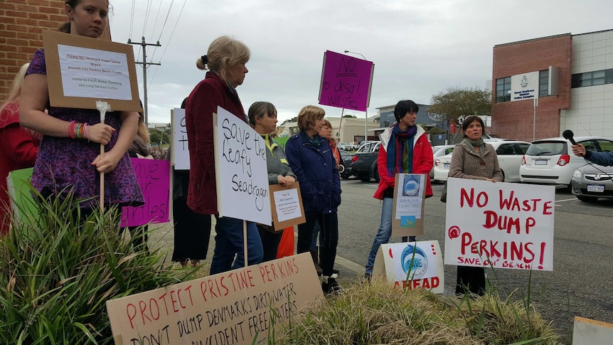 Protesters outside the Water Corporation's Albany office