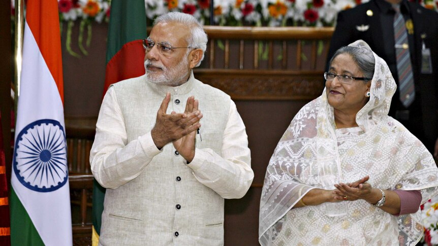 India's Prime Minister Narendra Modi and his Bangladeshi counterpart Sheikh Hasina