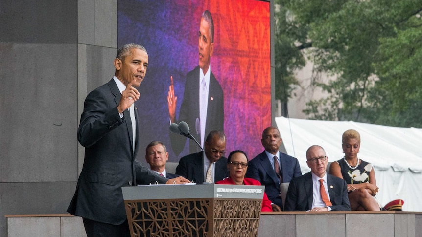 US President Barack Obama opens the National Museum of African American History and Culture.