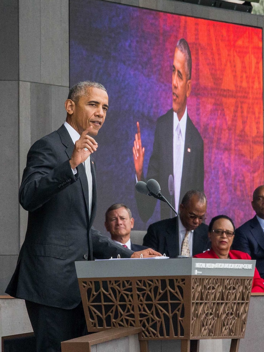 US President Barack Obama opens the National Museum of African American History and Culture.