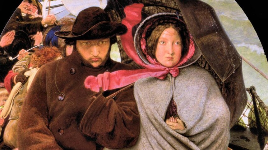 Detail from painting 'The last of England', by Ford Madox Brown.